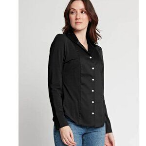 Hinson Wu Donna Black Wing Collar Shirt L